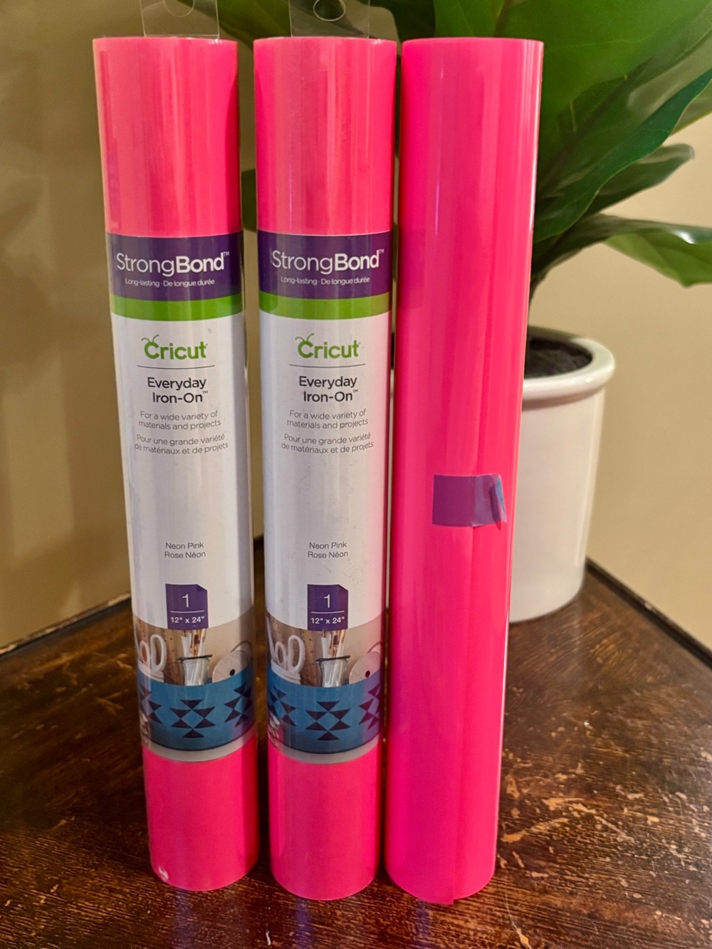 NEW Cricut Iron-On HTV Neon Pink Set of 3 Rolls
